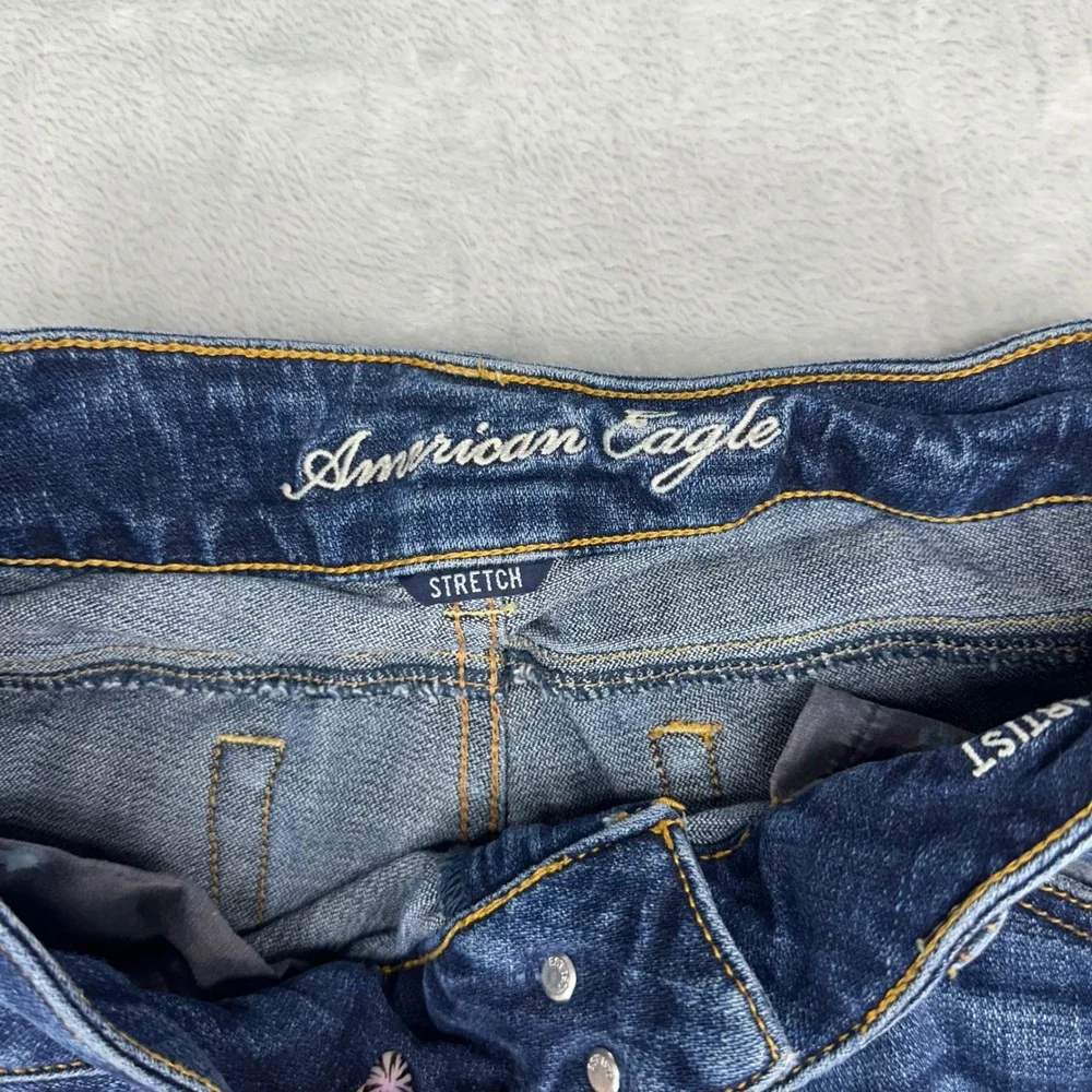 American Eagle Artist Flare Jeans Womens 6 Distressed Medium Wash Stretch Blue - Picture 4 of 9